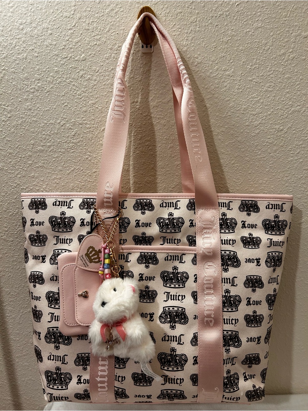 Juicy Couture Juicy Festival Tote Scotty Dog Cream Chocolate TikTok Viral Y2K - Picture 2 of 4